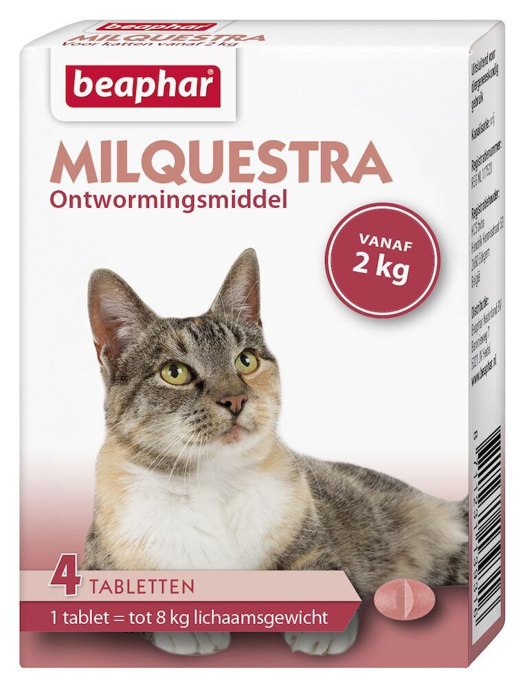 Beaphar Milquestra ontwormingsmiddel kat 4 tabletten