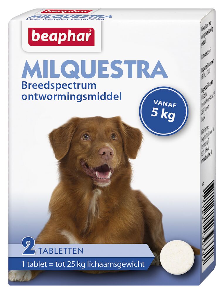 Beaphar Milquestra ontwormingsmiddel hond 2 tabletten