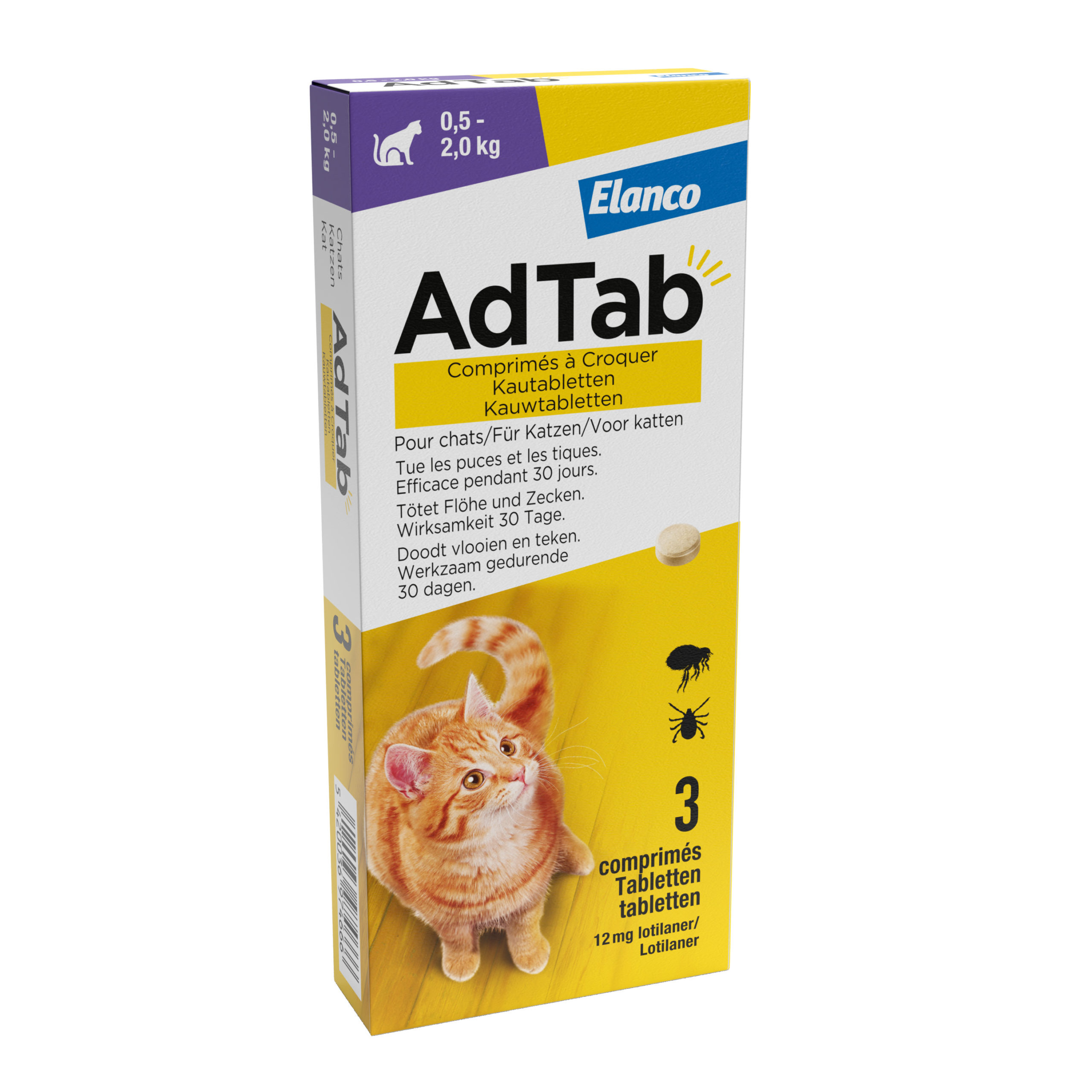AdTab vlooien- en teken kauwtablet kat 0.5 tot 2 kg