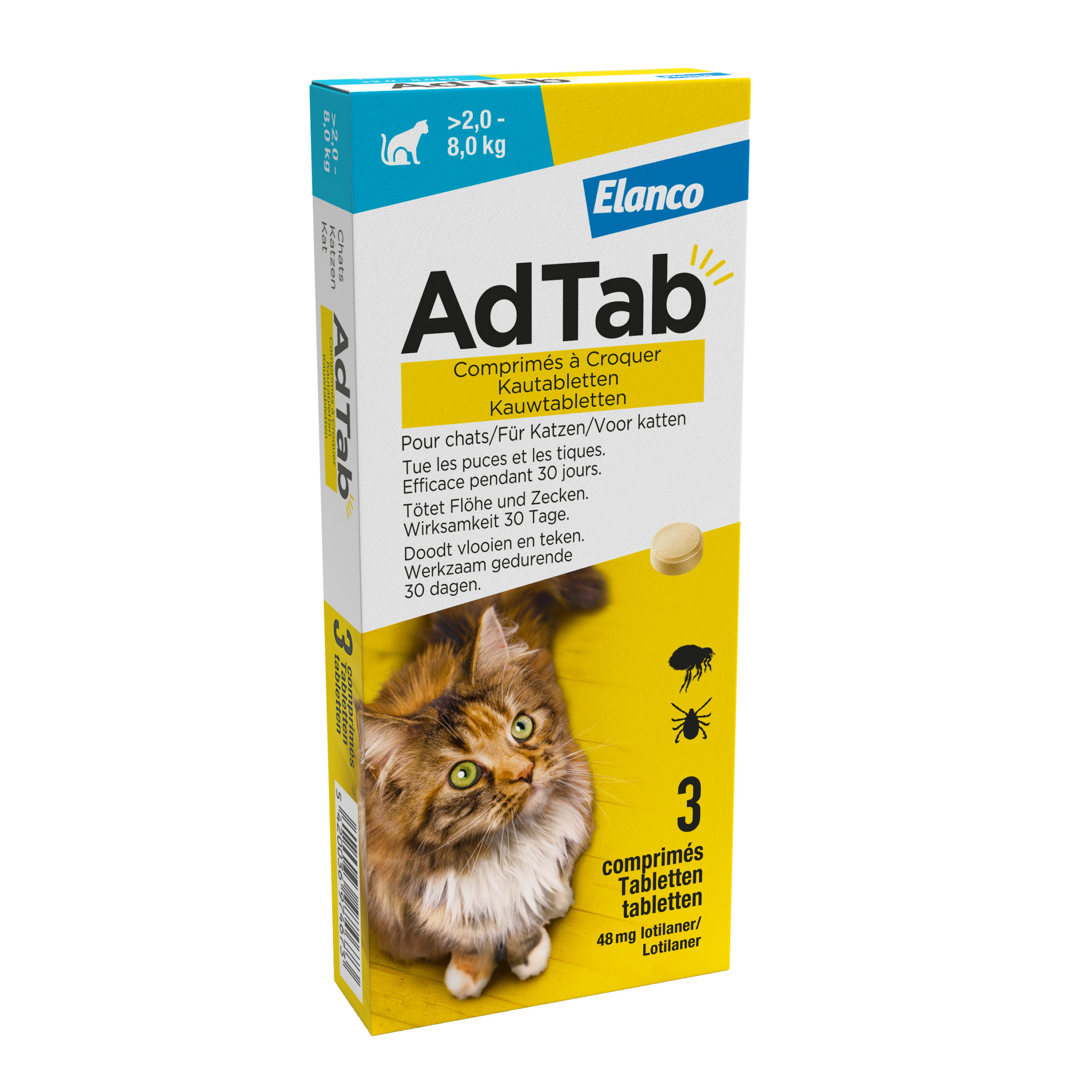 AdTab vlooien- en teken kauwtablet kat 2 tot 8 kg