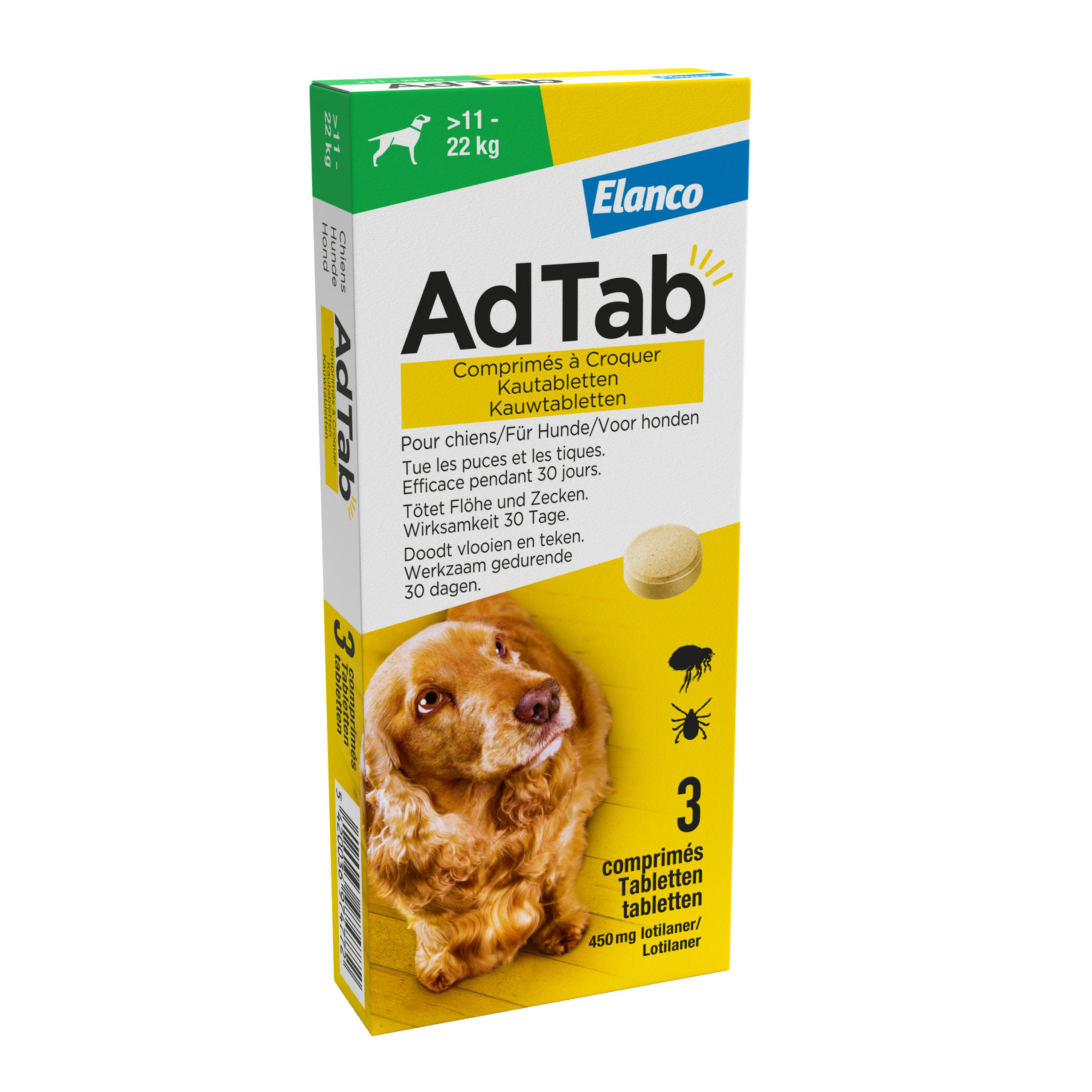 AdTab vlooien- en teken kauwtablet hond 11 tot 22 kg