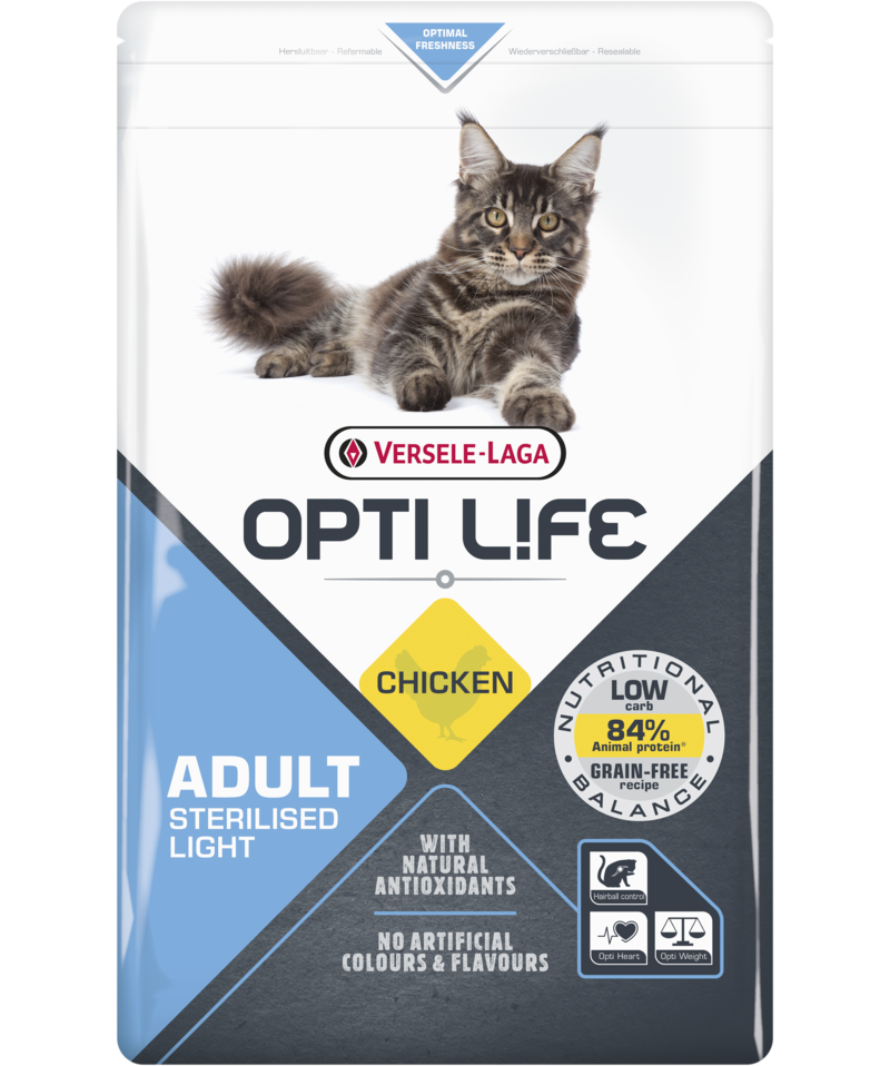 Opti life Adult Sterilised/Light kattenvoer Kip 2.5 kg