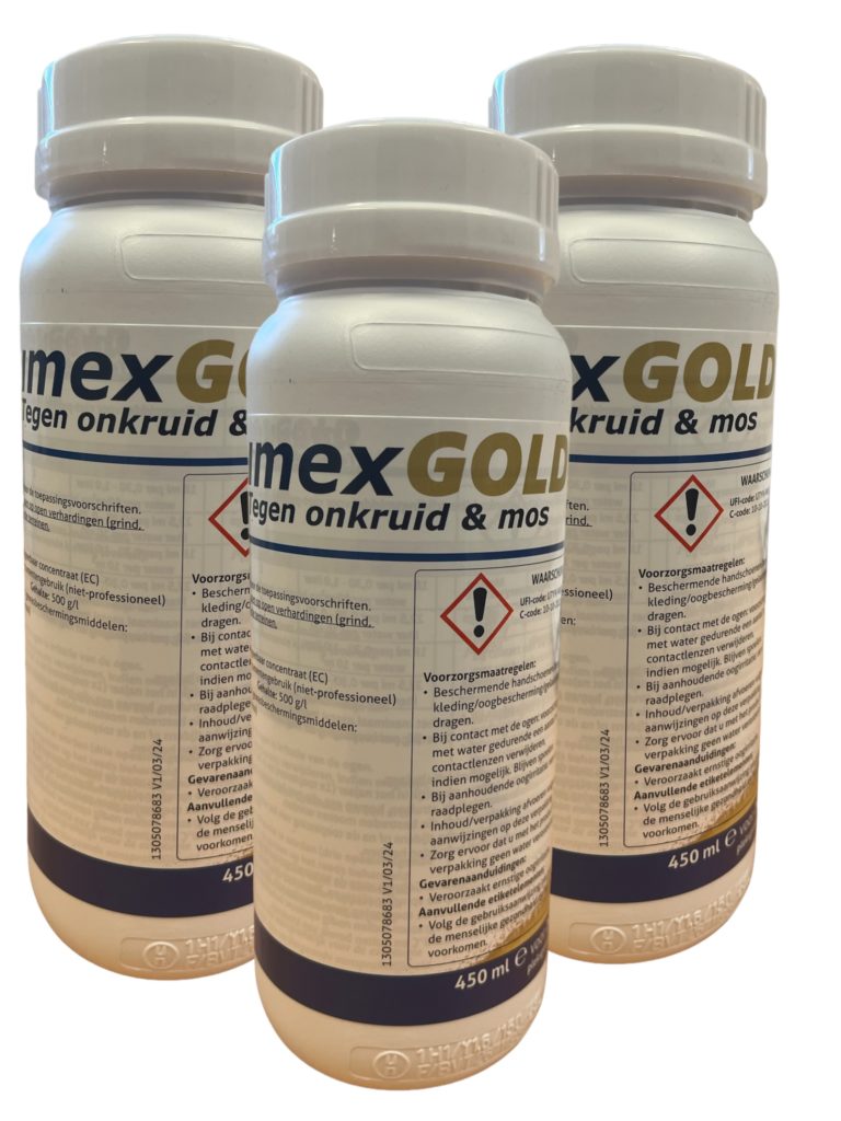 IMEX Gold 450 ml. 3 stuks. Tegen onkruid en mos.