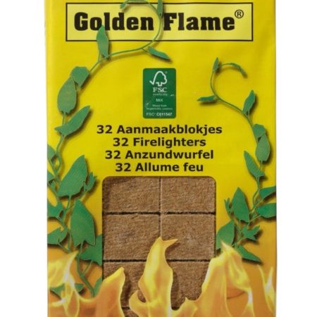 Aanmaakblokjes Golden Flame FSC bruin 32 stuks