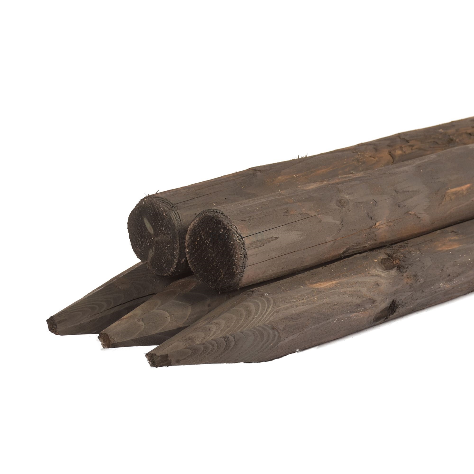 Houten paal DURA2 rond met punt 180 x 8 cm gefreesd